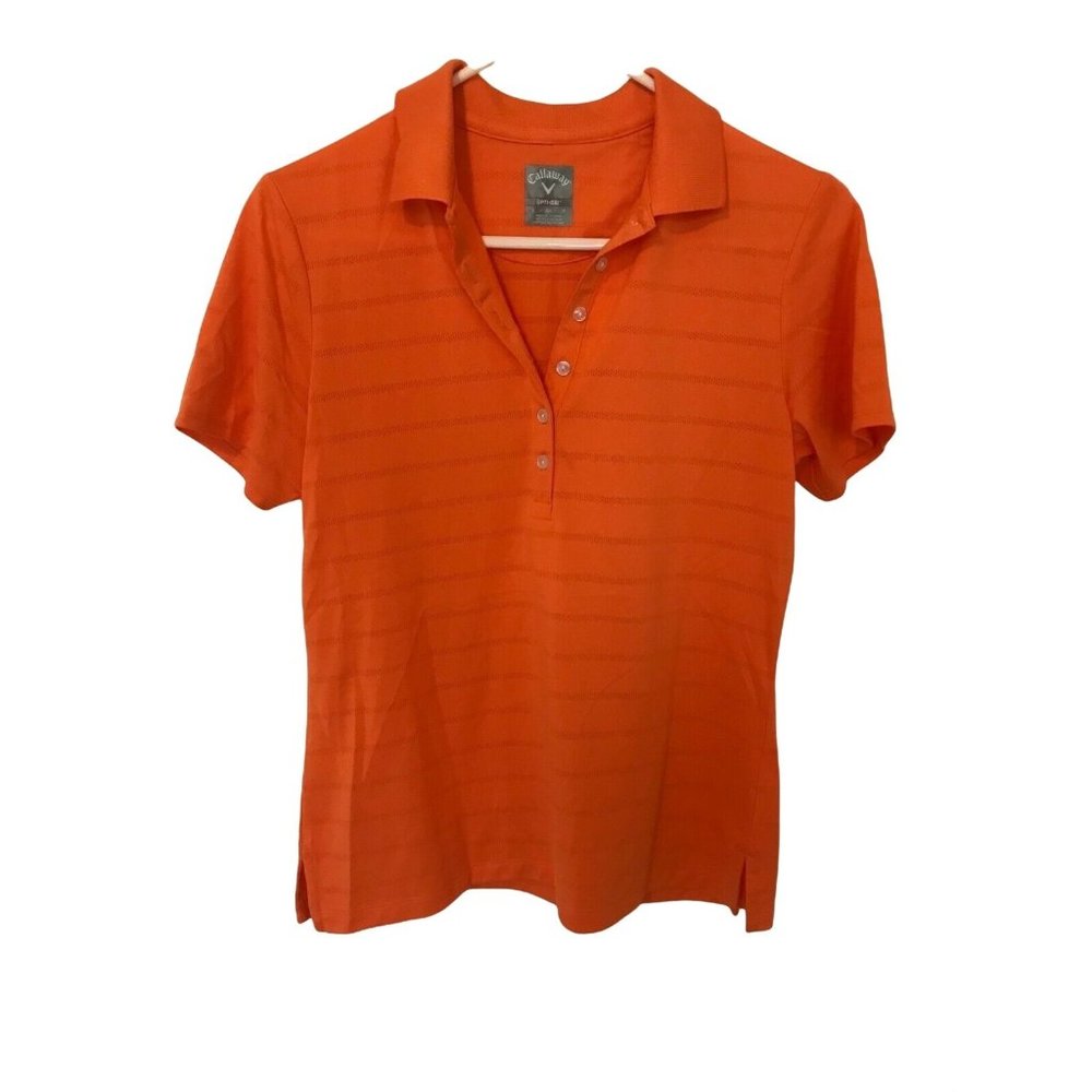 Callaway Women's Striped Orange Golf Shirt Polo Short Sleeve Size Small